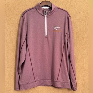 Cutter & Buck Virginia Tech Heathered Maroon Quarter-Zip Pullover size Large